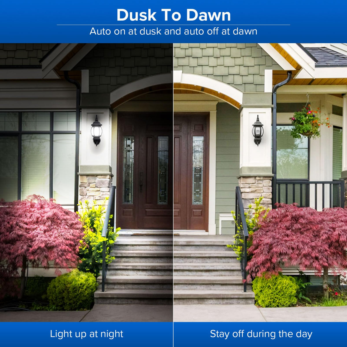 SANSI A19 dusk-to-dawn garden light offers automatic outdoor brightness.