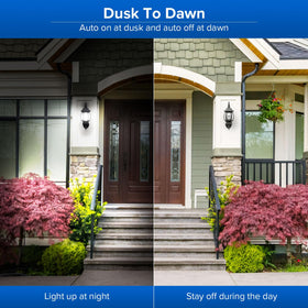 SANSI A19 dusk-to-dawn garden light offers automatic outdoor brightness.