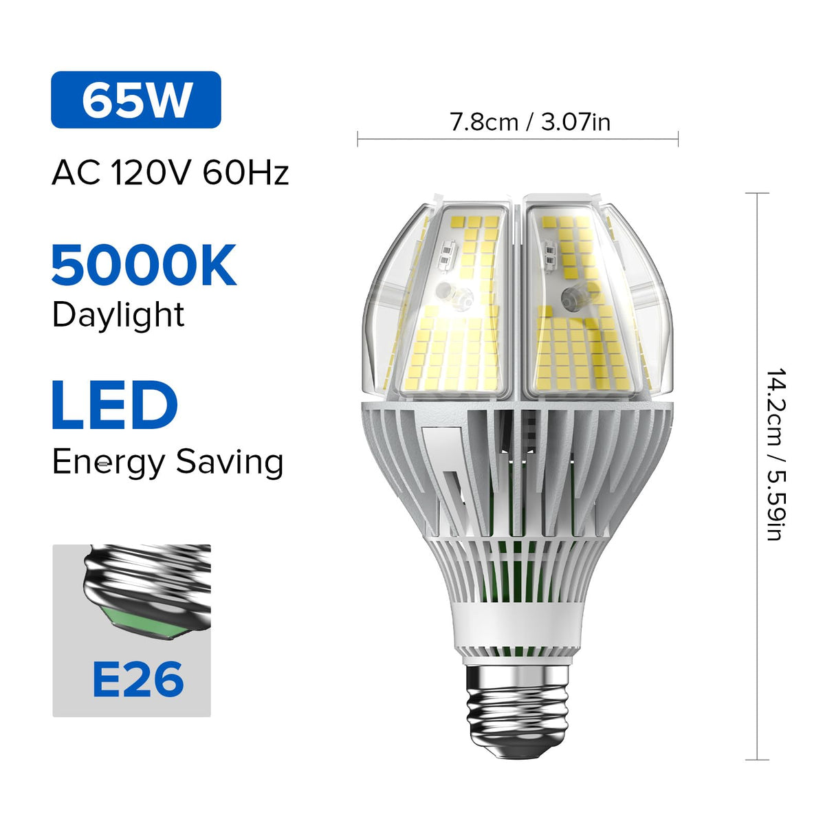 SANSI A21 270-degree wide beam angle illuminates room corners