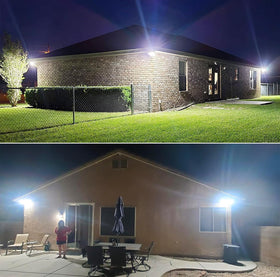 SANSI motion sensor flood light helps deter intruders at night.
