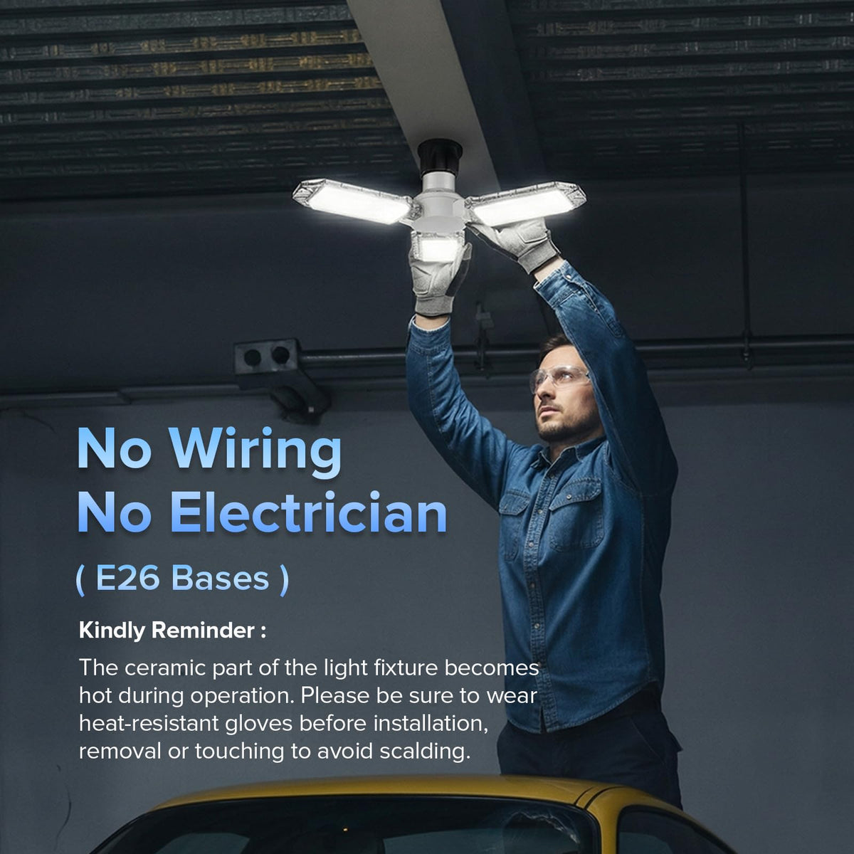 SANSI light installs in any E26 socket with no wiring.