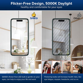 SANSI flicker-free emission supports comfortable tasks and reading.