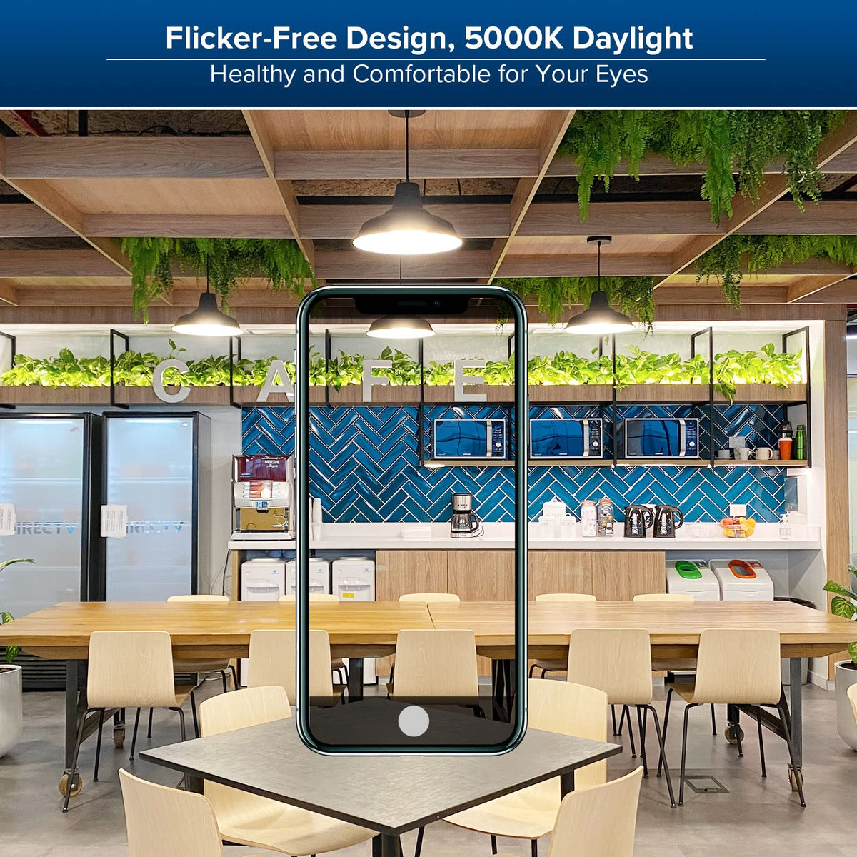SANSI flicker-free lens system delivers stable, comfortable light.