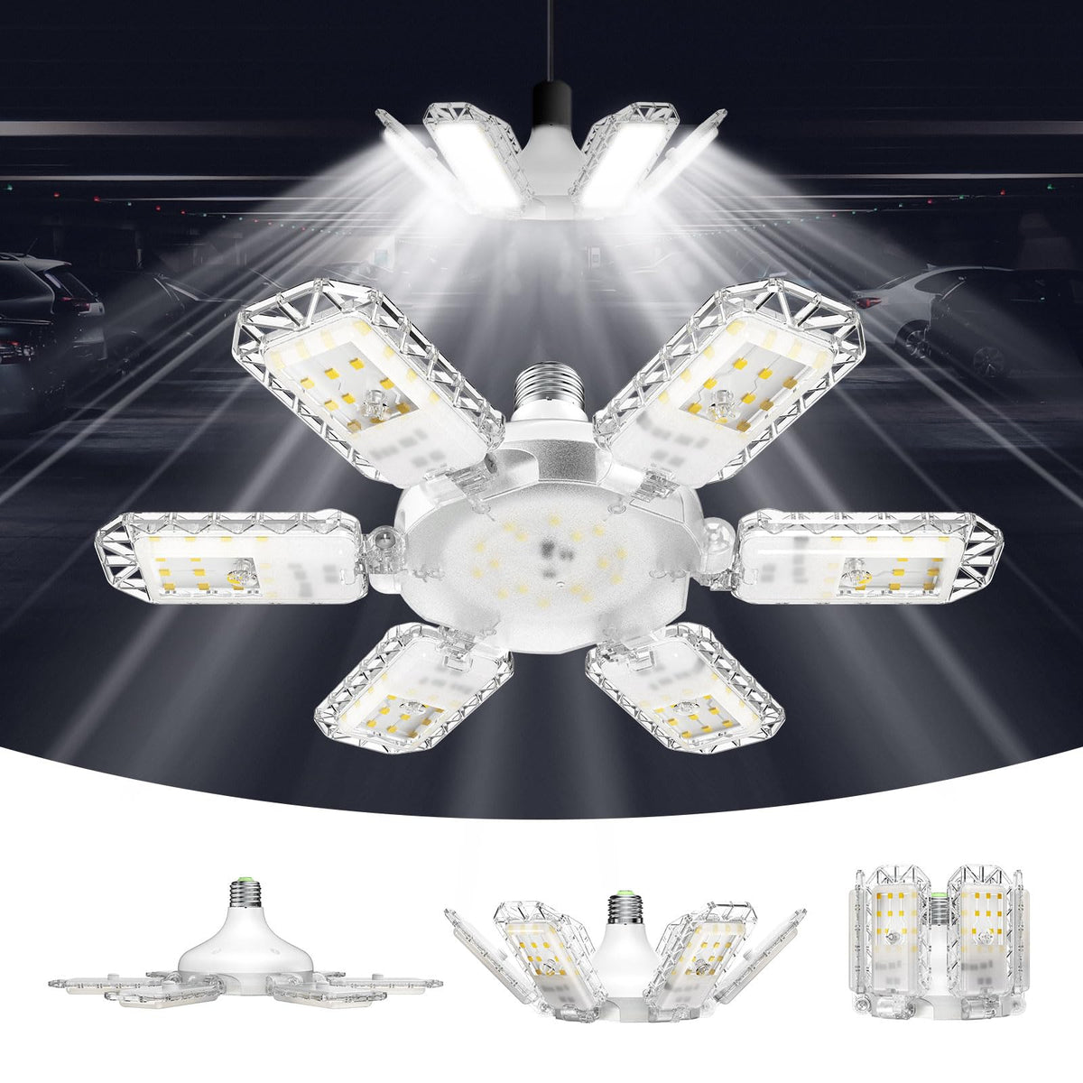 SANSI garage light provides 6500lm daylight brightness for a well-lit garage.