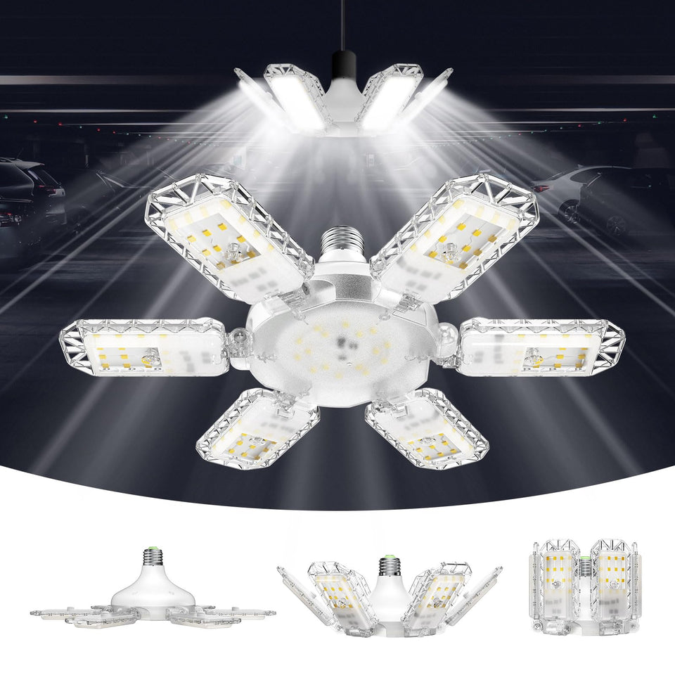 SANSI garage light provides 6500lm daylight brightness for a well-lit garage.