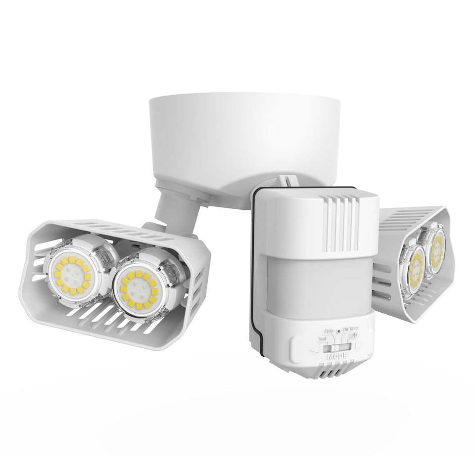 SANSI outdoor light front view showing broad 3500lm illumination for driveways