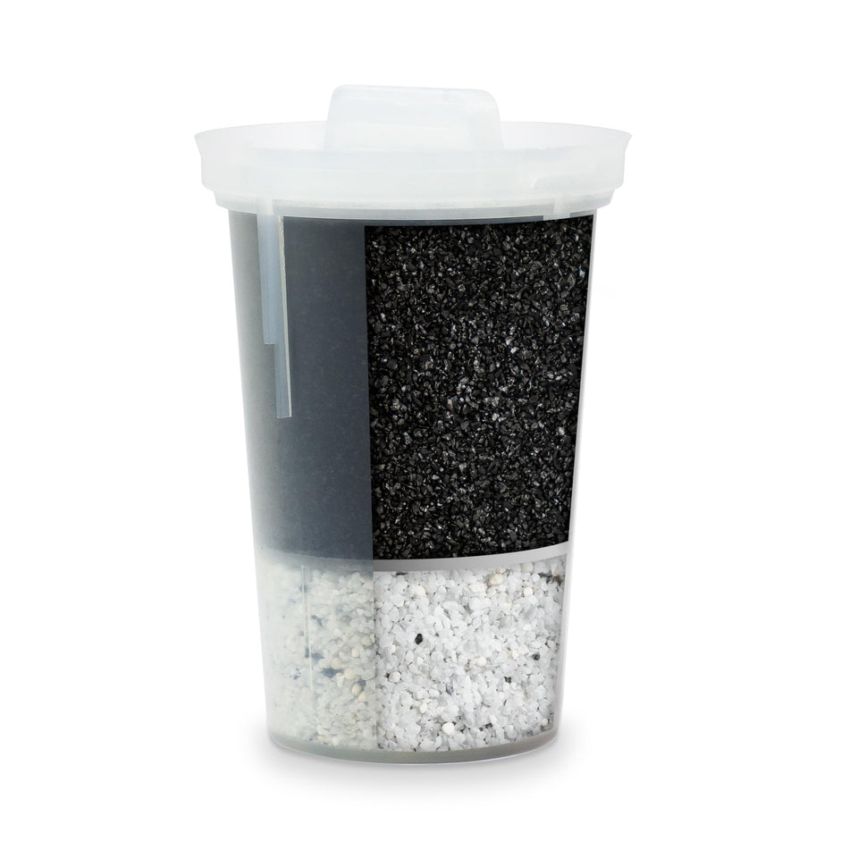 Santevia MINA alkaline filter packaging shows recyclable construction.