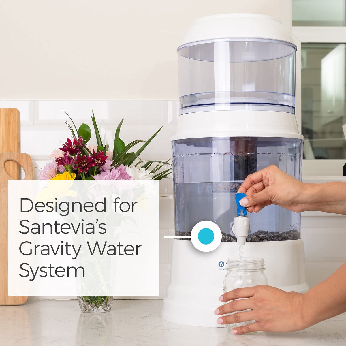 Santevia Mineral Stones show the alkaline difference by raising pH for smoother water.