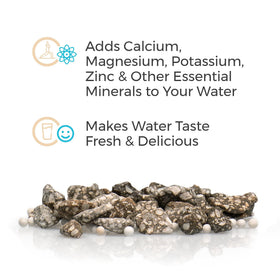 Santevia Mineral Stones releasing minerals into water for balanced, refreshing taste.