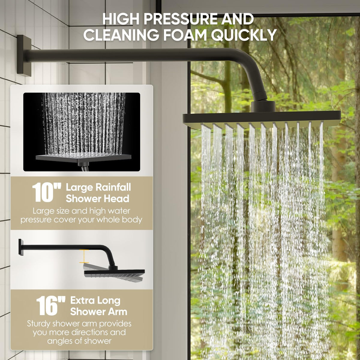 SANTONIC 16-inch shower arm for extra reach and direction