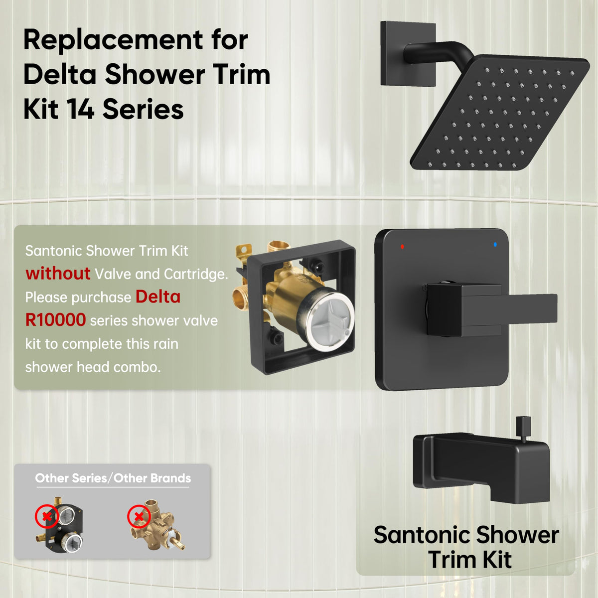 SANTONIC Delta 14 shower arm 6-inch focuses on sturdy mounting for reliable setup.