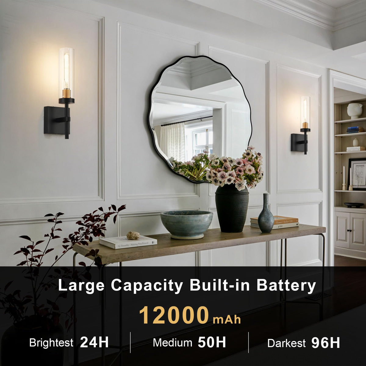 SANTOSTOCK battery wall light back panel showing USB-C charging