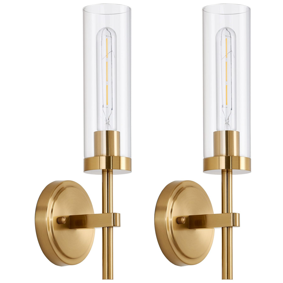 SANTOSTOCK hardwired gold wall sconce with clear glass shade for bathroom mirrors