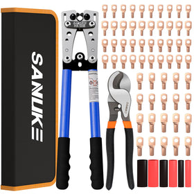 Sanuke battery lug crimping tool close-up showing precise jaw design for a strong, reliable crimp.