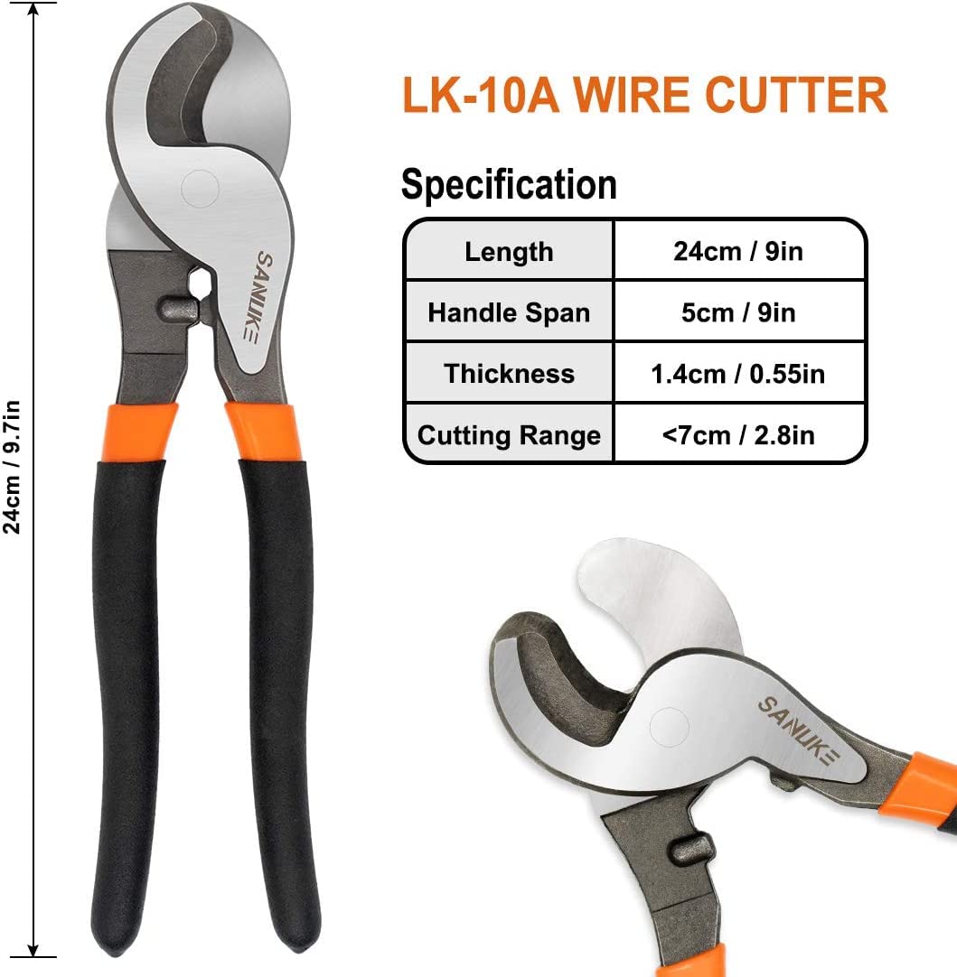 Sanuke cable cutter in use for clean, secure terminations.