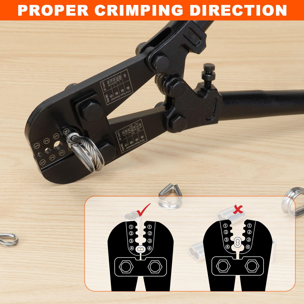 Sanuke chrome vanadium blade provides clean cable cuts.