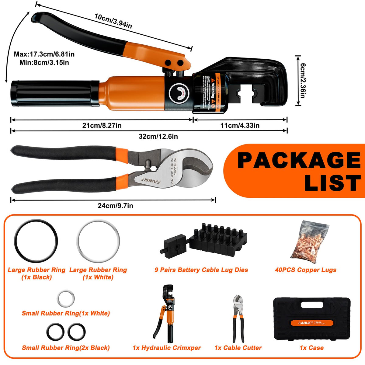 Sanuke crimping tool rotating head enables easy work in tight spaces.