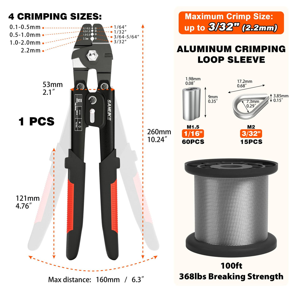 Sanuke heavy-duty crimping tool close-up for precise terminations and easy use.