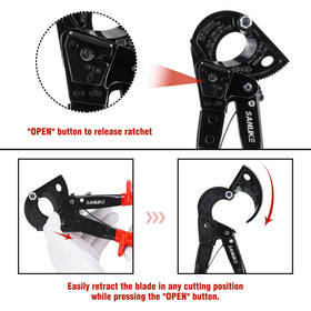 Sanuke cutter cutting aluminum cable demonstrating high-capacity performance.