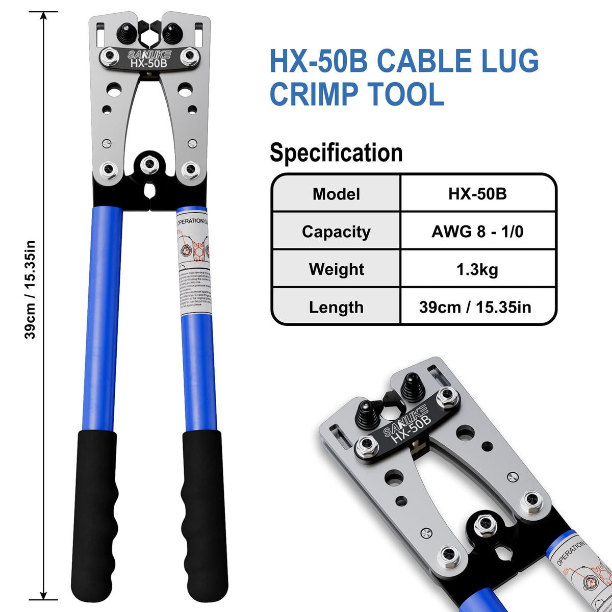 Sanuke rotating dies crimp tool in use, enabling quick size adjustments.