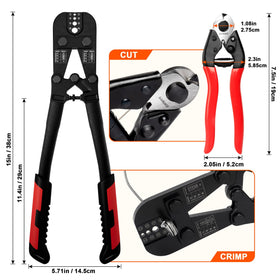 Sanuke wire rope cutter cutting stainless steel cable cleanly.