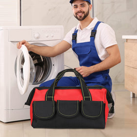 Sanwuta tool bag hard bottom adds durability for tough job sites.