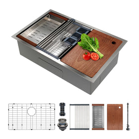 SANYCASA 30in undermount sink assembly shows sleek stainless profile for modern kitchens