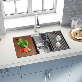 SANYCASA 30in workstation sink accommodates large cookware with ease