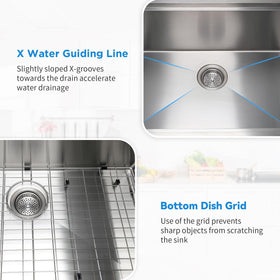 SANYCASA stainless steel bottom grid protects the bowl while draining