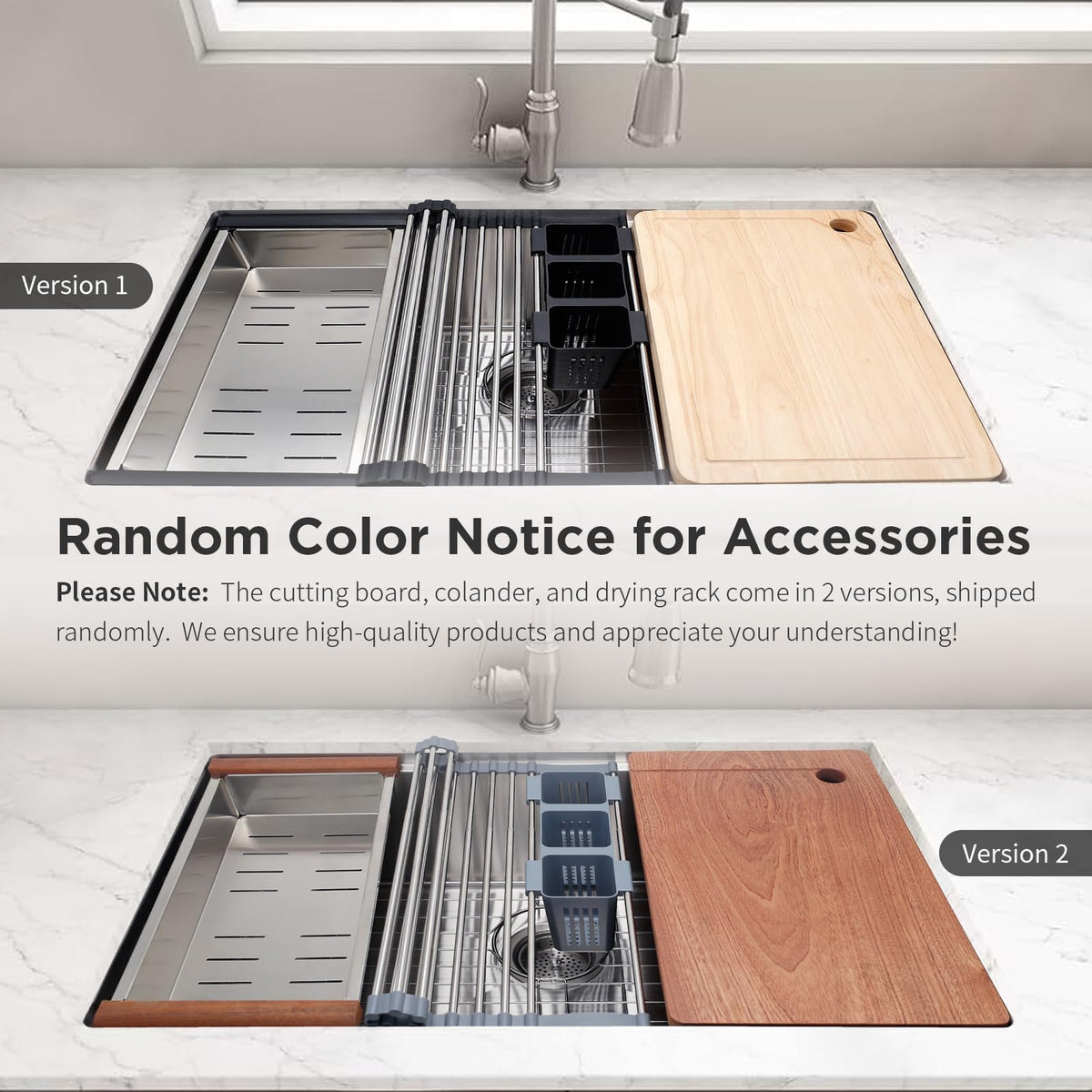 SANYCASA workstation cutting board included for efficient prep over the sink