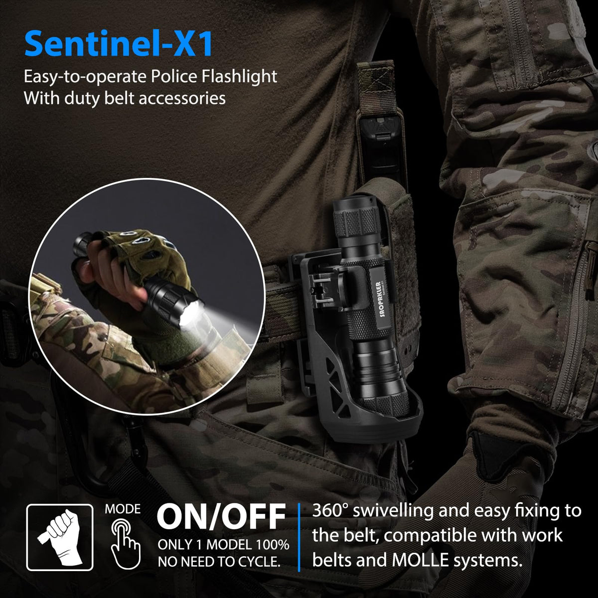 SAOPRKLER Sentinel-X1 high-lumen beam delivering clear visibility at distance.