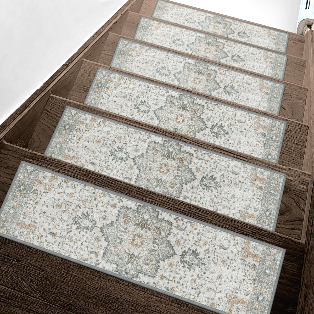 Sarben non-slip stair treads on wooden stairs offer secure grip and comfort