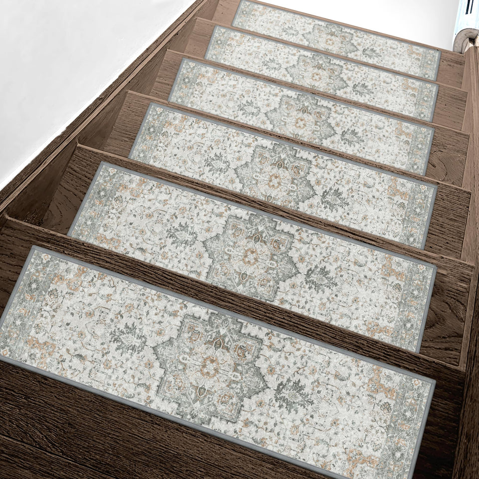 Sarben non-slip stair treads on wooden stairs offer secure grip and comfort