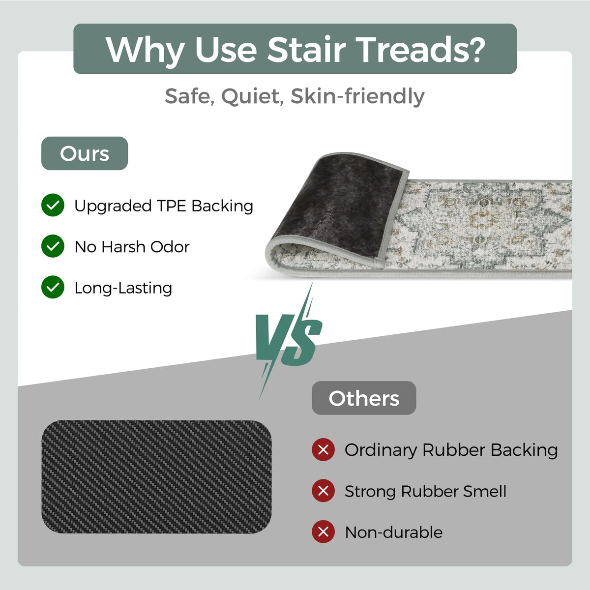 Family-friendly Sarben stair treads suitable for kids, seniors, and pets