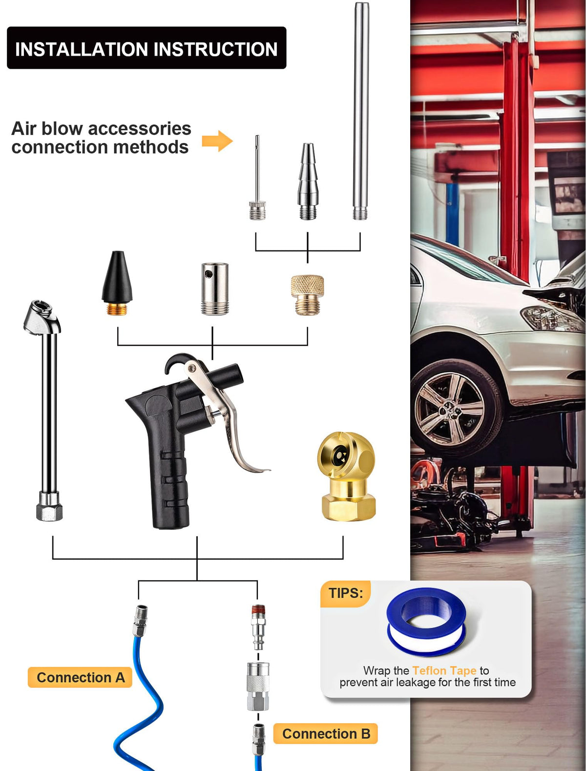 SARDVISA extension air nozzle reaching tight areas for precise work.