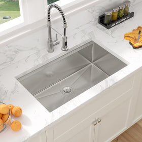 Sarlai 33x19 inch single bowl interior provides generous washing space.