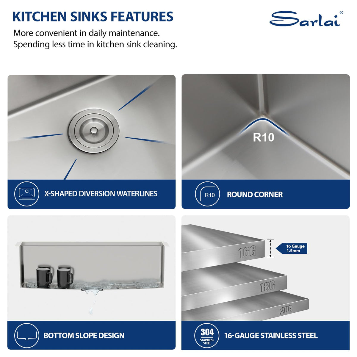 Sarlai dent-resistant T304 stainless steel delivers long-lasting performance.