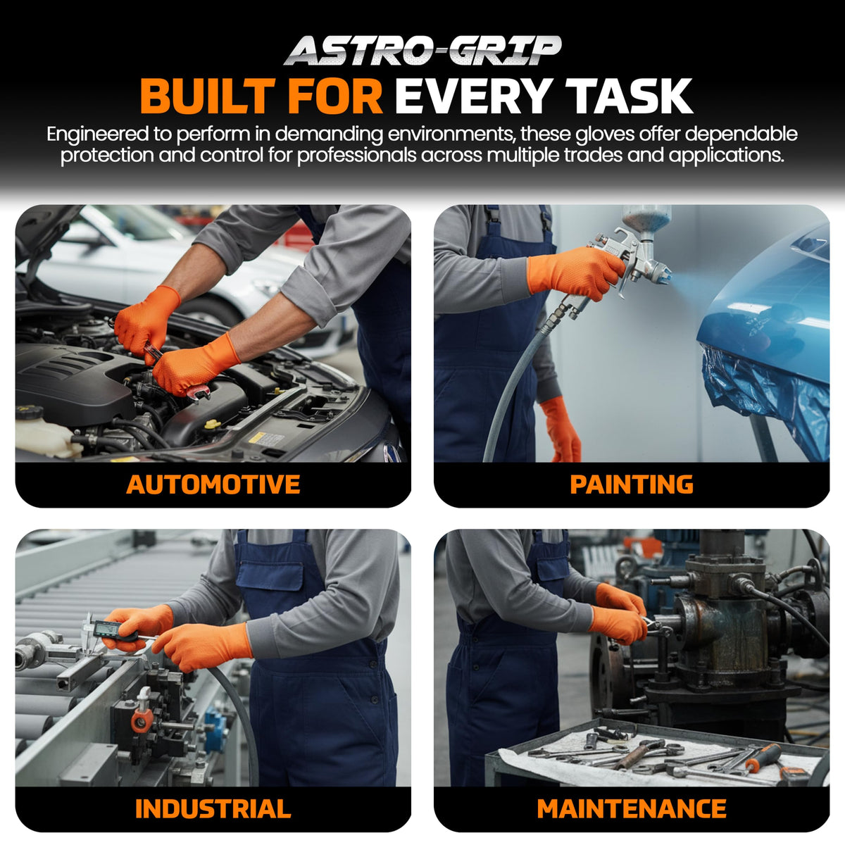 SAS Astro-Grip orange gloves enhance on-site visibility for safety.