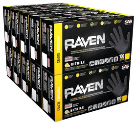 SAS RavenSafety black nitrile glove full view, 6 mil, powder-free for versatile tasks.
