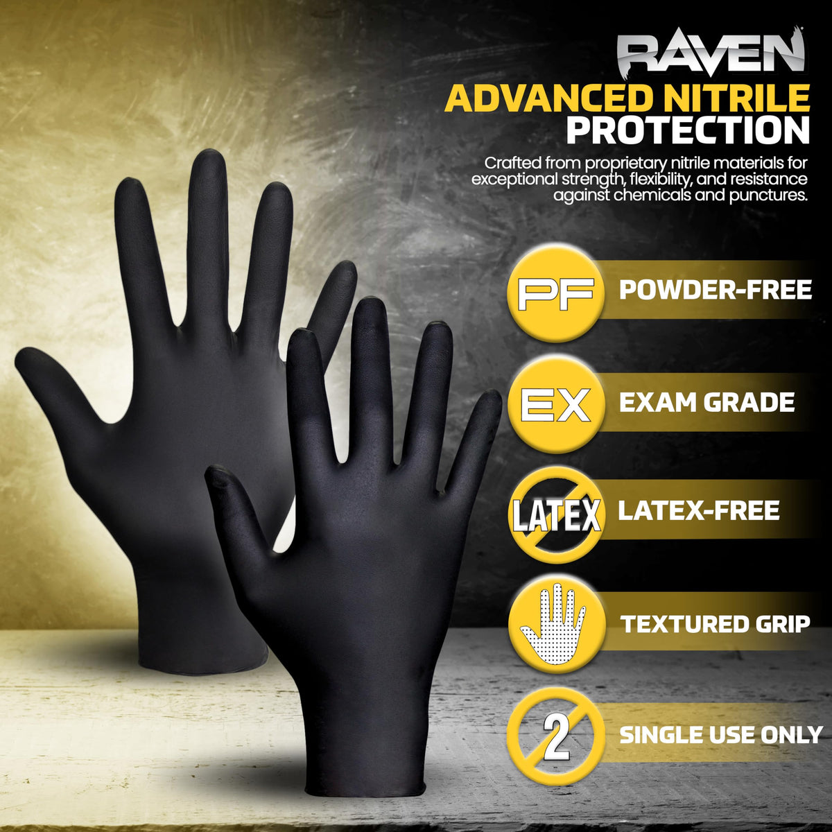 SAS Raven gloves worn on hand demonstrate comfortable, powder-free protection for tough jobs