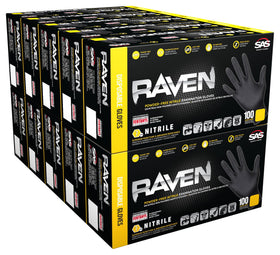 SAS Raven powder-free nitrile gloves with a beaded cuff for easy donning and protection.