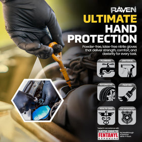 Powder-free texture on SAS RavenSafety glove for clean handling.
