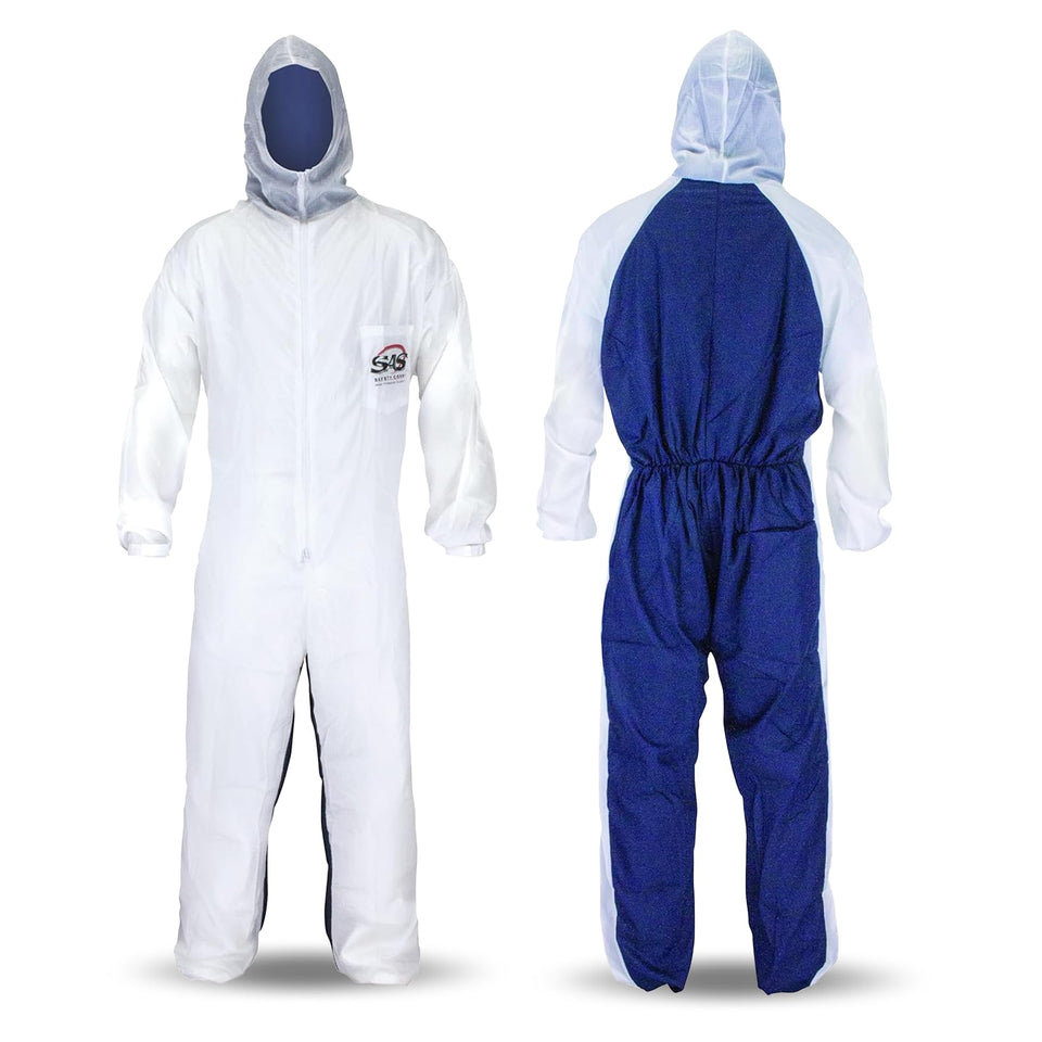 SAS Safety Moonsuit nylon front shows lightweight durability for painting and manufacturing tasks