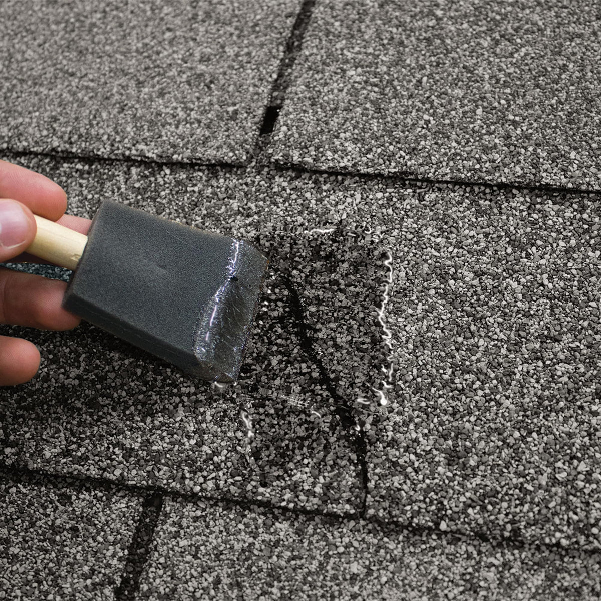 Sashco Quart Clear Roof Sealant applied on roof showing flexible sealing