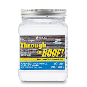 Sashco Quart Clear Roof Sealant bottle for easy DIY roof repairs