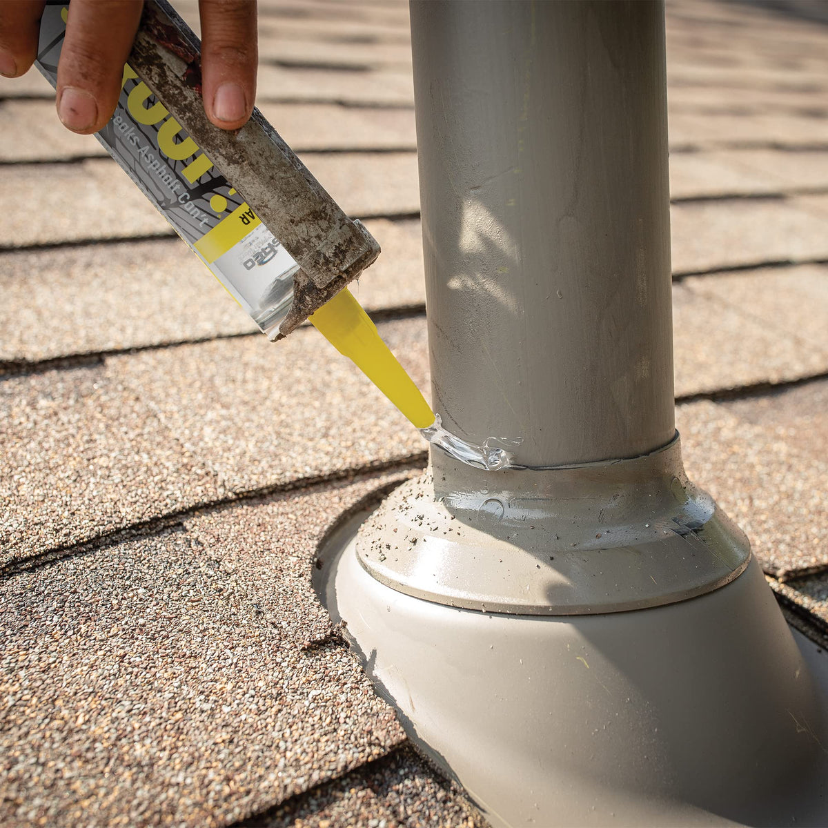 Sashco Quart Clear Roof Sealant is paintable to blend with roof color