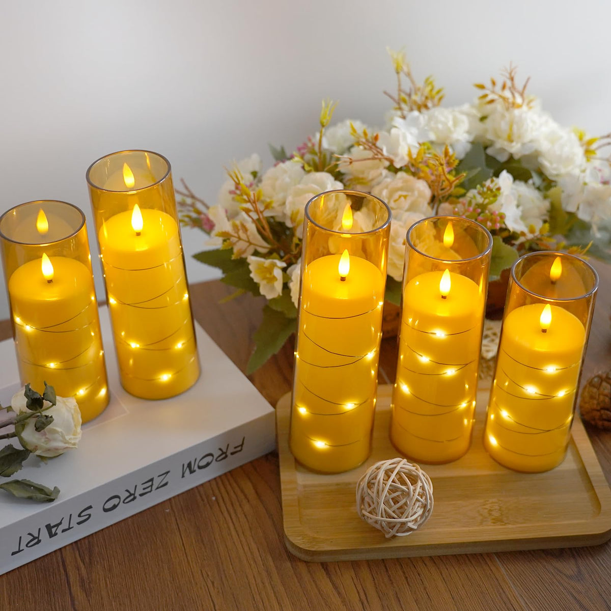 Sasigeiaa pillar candle stands 2.3 inches wide for versatile placement.