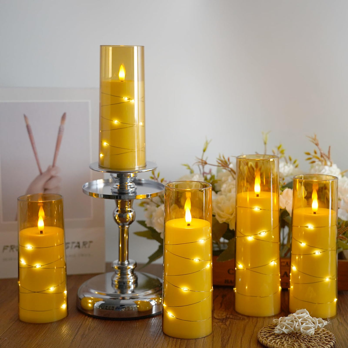 Sasigeiaa candles remote control enables easy on/off and timer use.