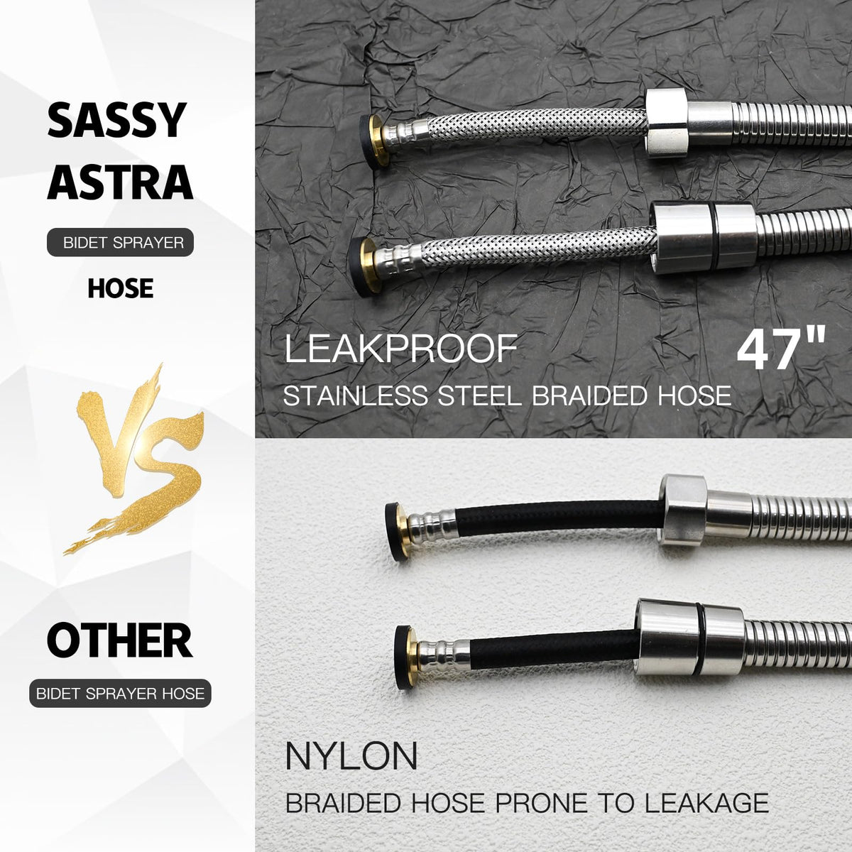 SassyAstra bidet sprayer brass valve close-up showing reliable control.