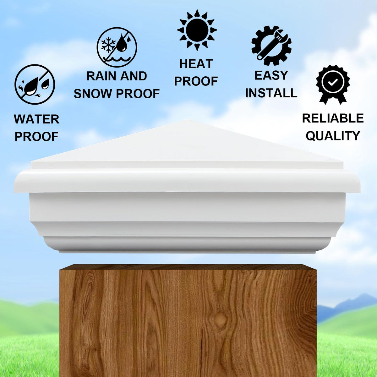 Sasylvia weatherproof 5x5 post cap protects posts in all weather.